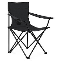 Стілець-крісло туристичний розкладний в чохлі для риболовлі, пікніка, кемпінгу 80х40х40 см кол.чорний (СР-08)