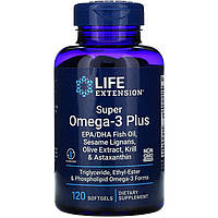 Омега-3, Life Extension "Super Omega-3 Plus" рыбий жир из антарктического криля (120 капсул)