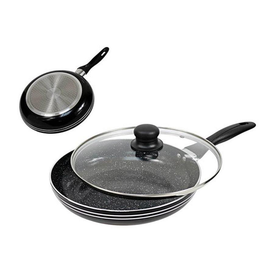 Сковорода антипригарная UNIQUE UN-5164 з мармуровим покриттям і кришкою 24 см