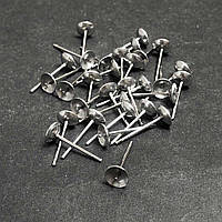 Основи для сережок гвоздики пусети сріблястий метал d-4мм L-14мм 30шт + -