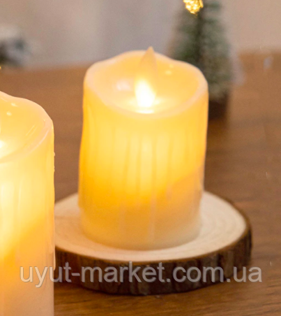 Світлодіодна свічка з імітацією полум'я 75х125мм, 2700К парафіновий віск, фото 1
