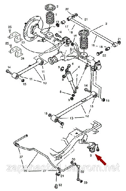 Відбійник заднього мосту 2915013LC, 2915013FN, 8943744481