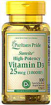 Вітамін D3 Puritans Pride 25 mcg (1000 IU) 100 капс США