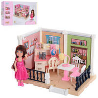 Мебель 686-001 (36шт) кабинет,2стола,3стулья,кукла 14см,кот,глобус, в кор,24,5-16,5-7см