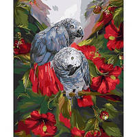 Набор для росписи по номерам SY6210 "Попугайчики в саду", размером 40х50 см