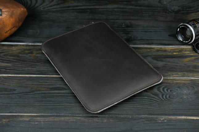 Чохол для MacBook Дизайн №1 з повстю з натуральної шкіри колір Шоколад, фото 1