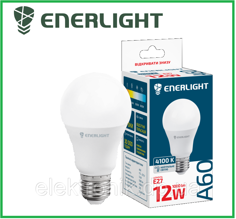 Лампа світлодіодна ENERLIGHT A60 12ВТ 4100 K E27
