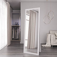 Підлогове дзеркало біле матове 169х59 Black Mirror в кімнату у вузькій рамі