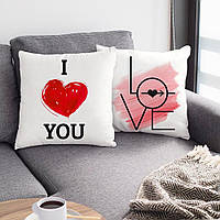 Парные декоративные подушки с принтом "Love. I love you"