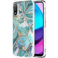 Защитный чехол Deexe Marble Pattern Motorola Moto E20 / E40 - Blue