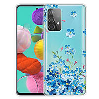 Силиконовый (TPU) чехол Deexe Pretty Glossy для Samsung Galaxy A32 (А325) - Blue Flowers