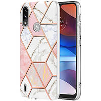 Защитный чехол Deexe Marble Pattern Motorola Moto E7 Power / Moto E7i / Moto E7i Power - White / Pink