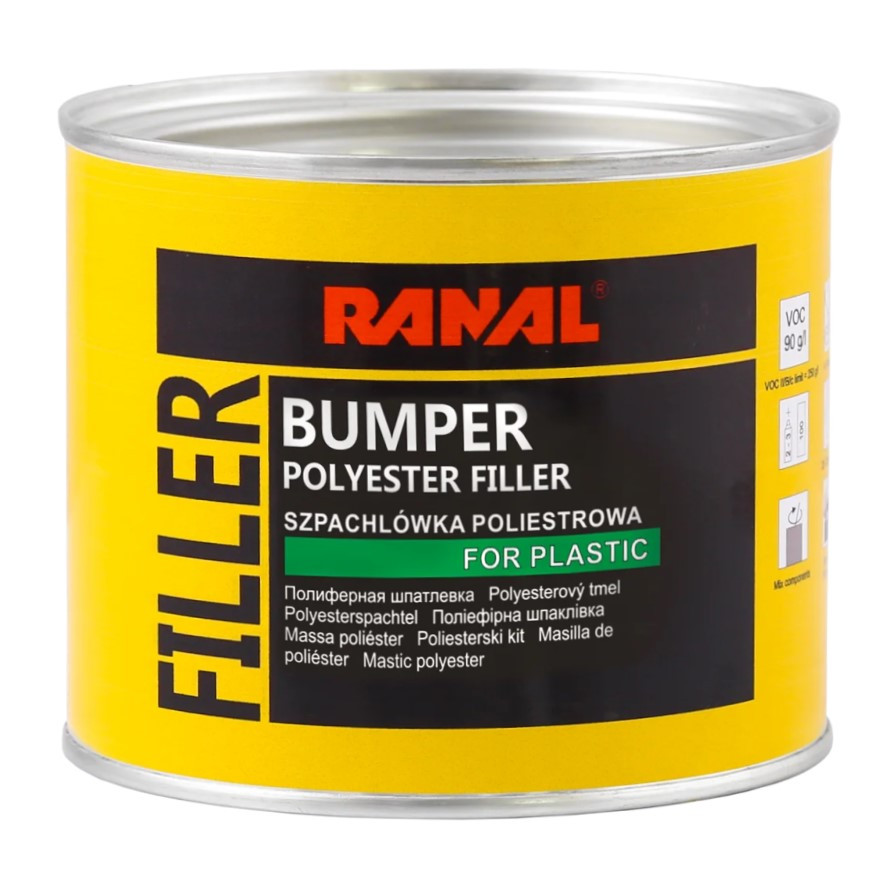 Шпаклівка для пластику Ranal Bumper 0.5 кг темно-сіра, фото 1