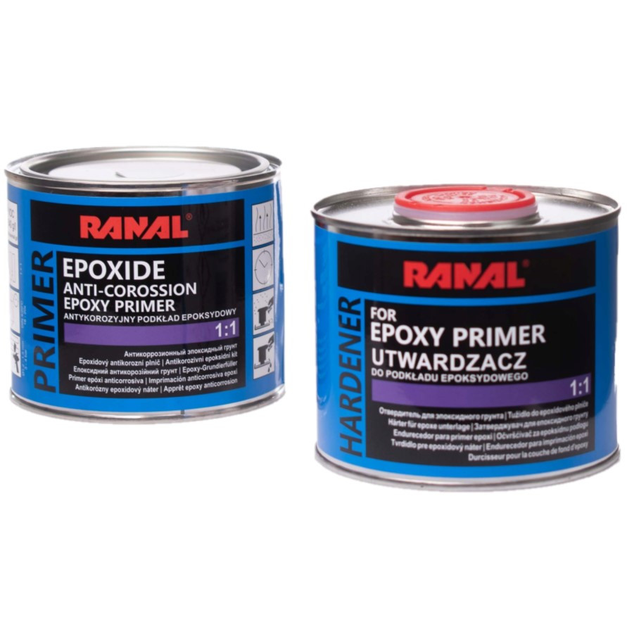 Епоксидний грунт Ranal Epoxide 1:1 сірий 0.4 л (із затвердником 0.4 л), фото 1
