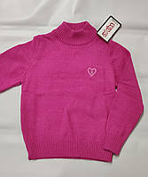 Дитячий малиновий светр для дівчинки комір стійка зріст 110-116