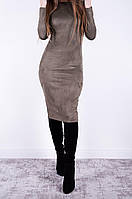 Женское замшевое облегающее платье со змейкой на спине размер 44,46