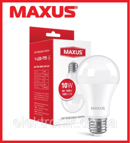 Лампа світлодіодна MAXUS 1-LED-775 A60 10 W 3000 K 220 V E27