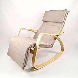 Крісло качалка для дорослих з дерева сучасна крісло-качалка у вітальню для будинку ARC003 бежевий