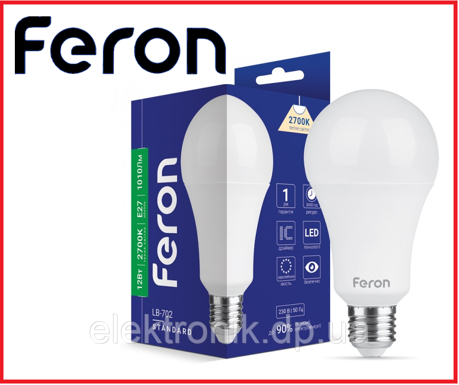 Світлодіодна лампа Feron LB-702 12 W E27 2700 K