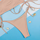 Купальник жіночий бандо Sun на зав'язках бежевий висока посадка, фото 5