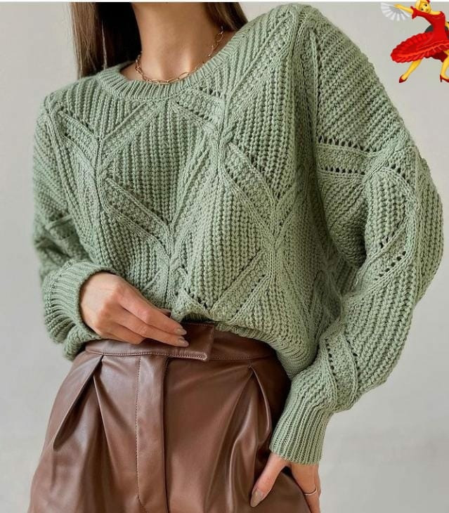 Женский мягкий свитер объёмный с узором размер единый 44-50 цвета в ассортименте производитель Турция - фото 2 - id-p1552303681