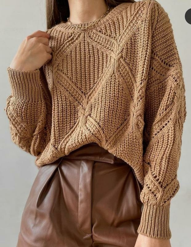 Женский мягкий свитер объёмный с узором размер единый 44-50 цвета в ассортименте производитель Турция - фото 3 - id-p1552303681