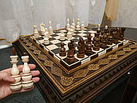 Эксклюзивный шахматный набор "My KING / My Queen": фигуры "Elite" и шахматная доска с резьбой по дереву