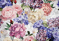 Фотообои цветы 254 x 184 см Пастель Пионы Гортензии (13513P4) Лучшее качество