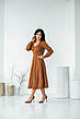 Сукня жіноча із замші з V образним вирізом у теракотовому кольорі, фото 6