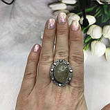 Волосиста кварц овальне кільце з каменем кварц волосиста в сріблі розмір 17,5-18. Індія, фото 2