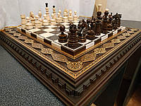 Шахматный набор "My KING / My Queen": классические фигуры и шахматная доска. Инкрустация бусинами