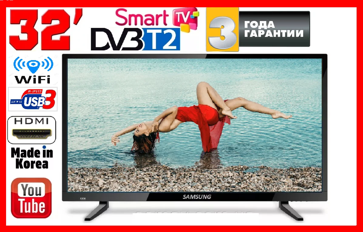 Новий Телевізор Samsung SmartTV Slim 32" FullHD LED, IPTV, T2 смарт Вай-Фай