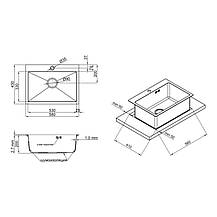 Кухонна мийка Qtap D5843BL 2.7/1.0 мм Black (QTD5843BLPVD10), фото 2