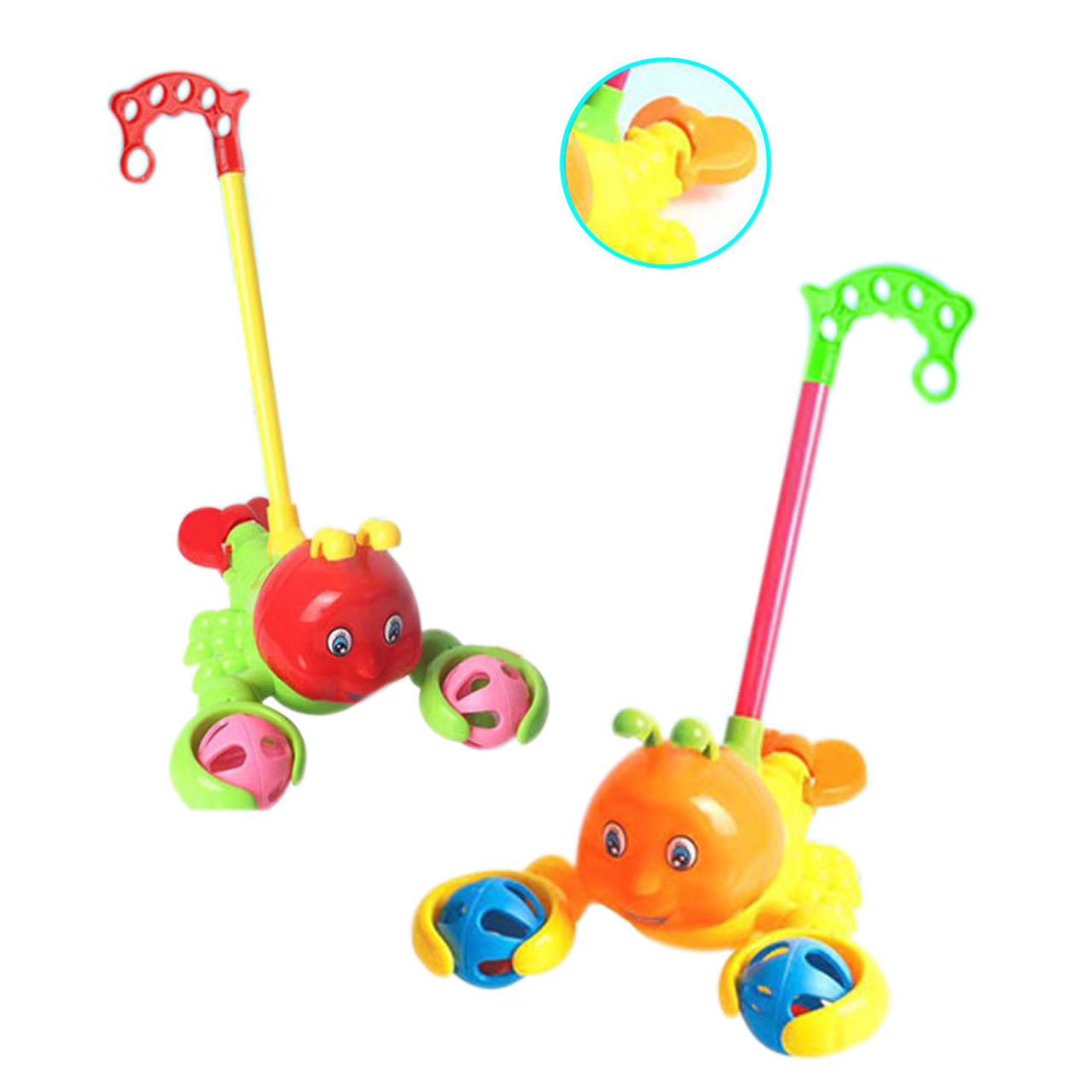 Іграшка-каталка на паличці Краб, 2 кольори мікс, 38см, 198-13