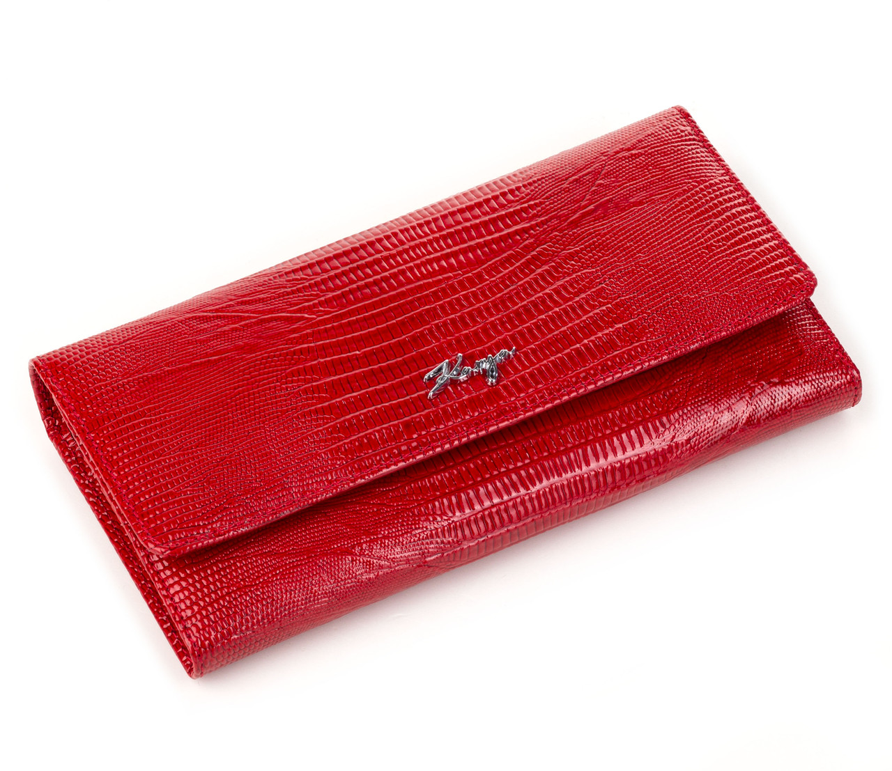Великий жіночий гаманець Karya 1146-074 з натуральної лакової шкіри червоний