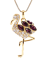 Кулон Xuping Позолота 18K с кр-ми Swarovski на цепочке "Фламинго с кристаллами Amethyst" длина 41-46см х 1мм