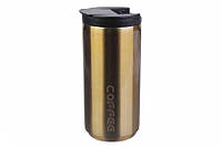 Термостакан 350ml с крышкой-поилкой золотистый "coffee" 16х7 см