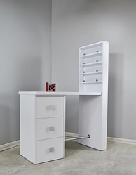 Манікюрний стіл із поличками MARKSON М119 з підставкою під ноги, білий