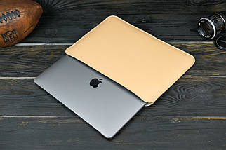 Шкіряний чохол для MacBookAir 13" (2018-2021) Дизайн №2 з повстю, шкіра Grand, колір Бежевий, фото 5