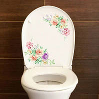 Наклейка декор на унітаз Квітковий принт