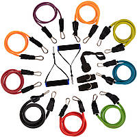 Набір еспандерів багатофункціональний 9 джгутів Zelart Resistance Band з ручками DT-1002