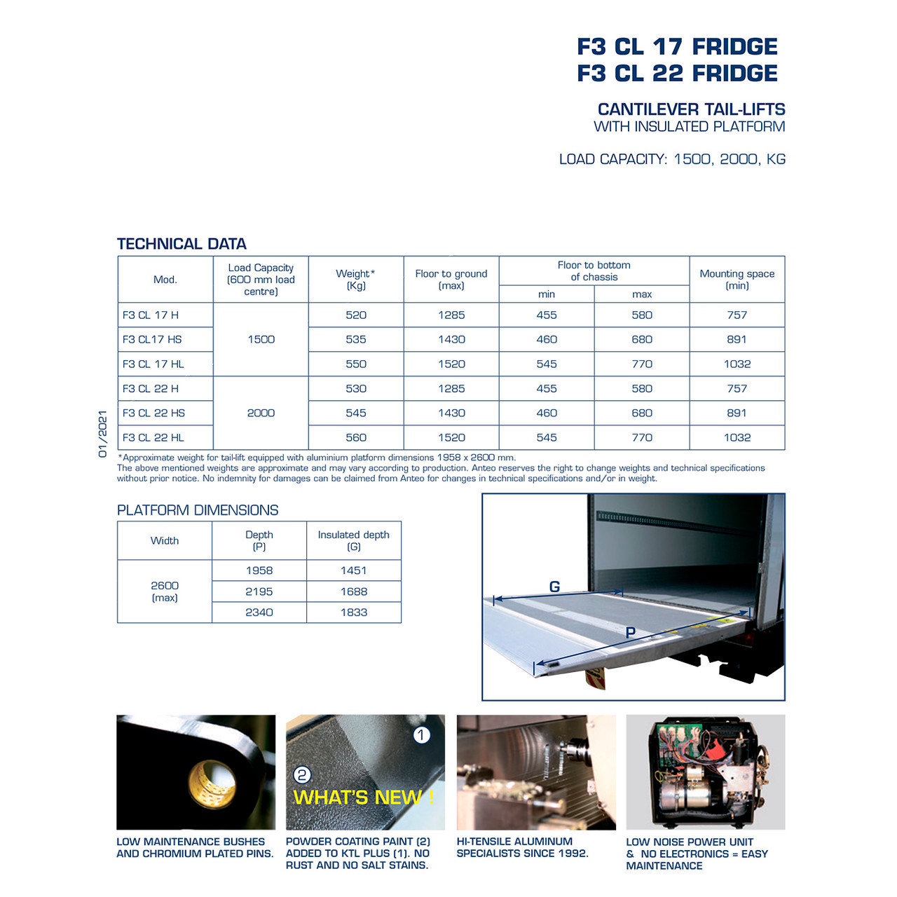 Гидроборт Anteo F3 CL 17 FRIDGE для изотермических фургонов - фото 3 - id-p1547033145