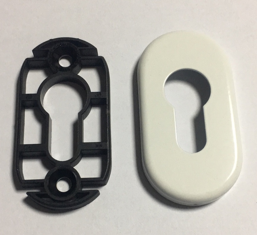 Накладка на циліндр замку металопластикової двері колір білий металева 21792400, фото 1