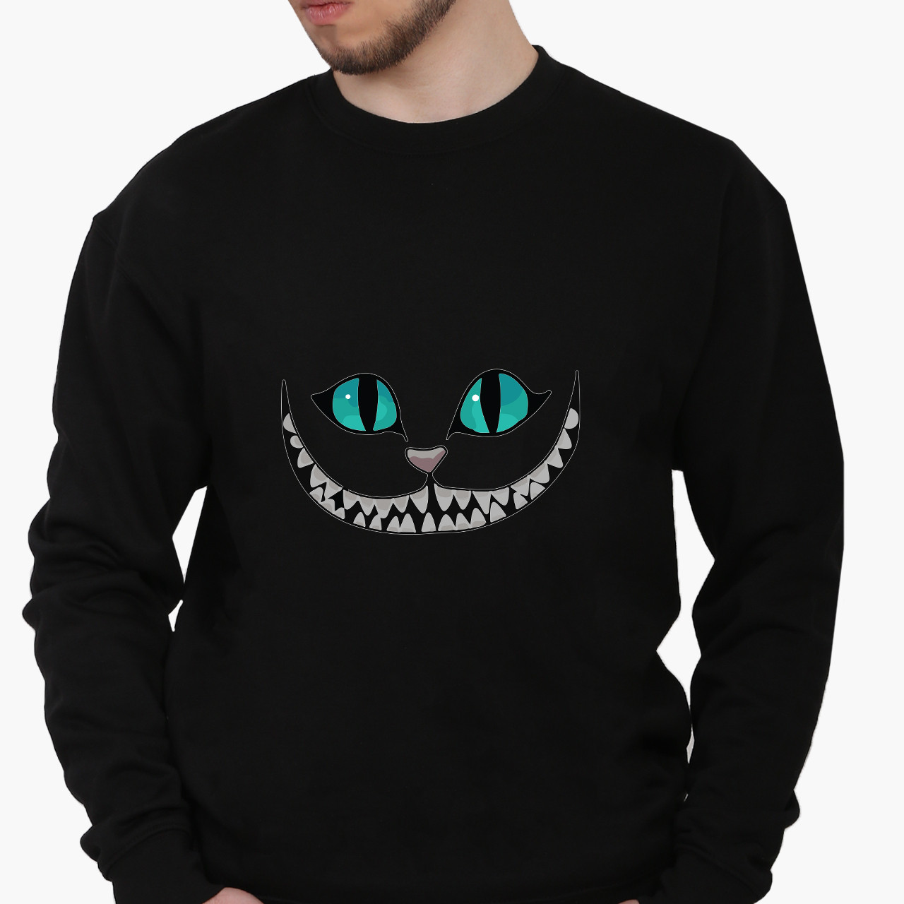 Світшот, реглан, кофта чоловічий Чеширський Кіт (Cheshire Cat Disney), світшот з принтом Мультфільми, фото 1
