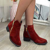 Жіночі замшеві черевики на невисоких підборах, колір бордо, фото 3