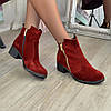 Жіночі замшеві черевики на невисоких підборах, колір бордо, фото 4