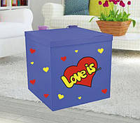 Коробка-сюрприз большая 70х70см (Love is лого +наклейки + надпись и декор (цвет коробки может быть разный)