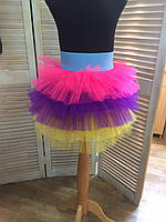 Цветная фатиновая юбка детская цвета малиновый, фиолетовый и желтый
