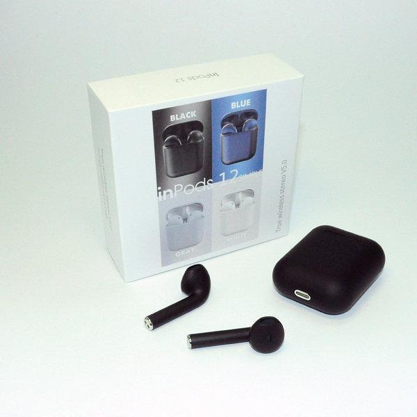 Бездротові bluetooth-навушники inPods 12 V5.0 з кейсом Чорні