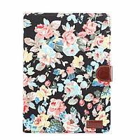 Чехол Deexe Peony Pattern для Apple iPad 10.2 7/8/9 Gen (2019/2020/2021) - Black